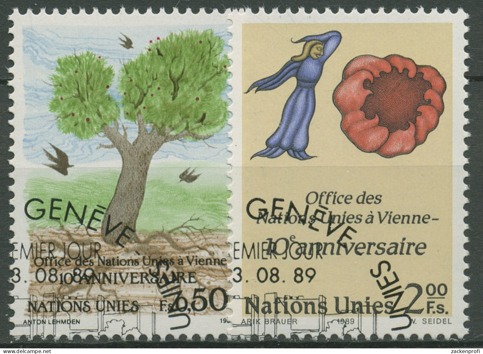 UNO Genf 1989 Wiener Büro Der Vereinten Nationen Gemälde 178/79 Gestempelt - Oblitérés