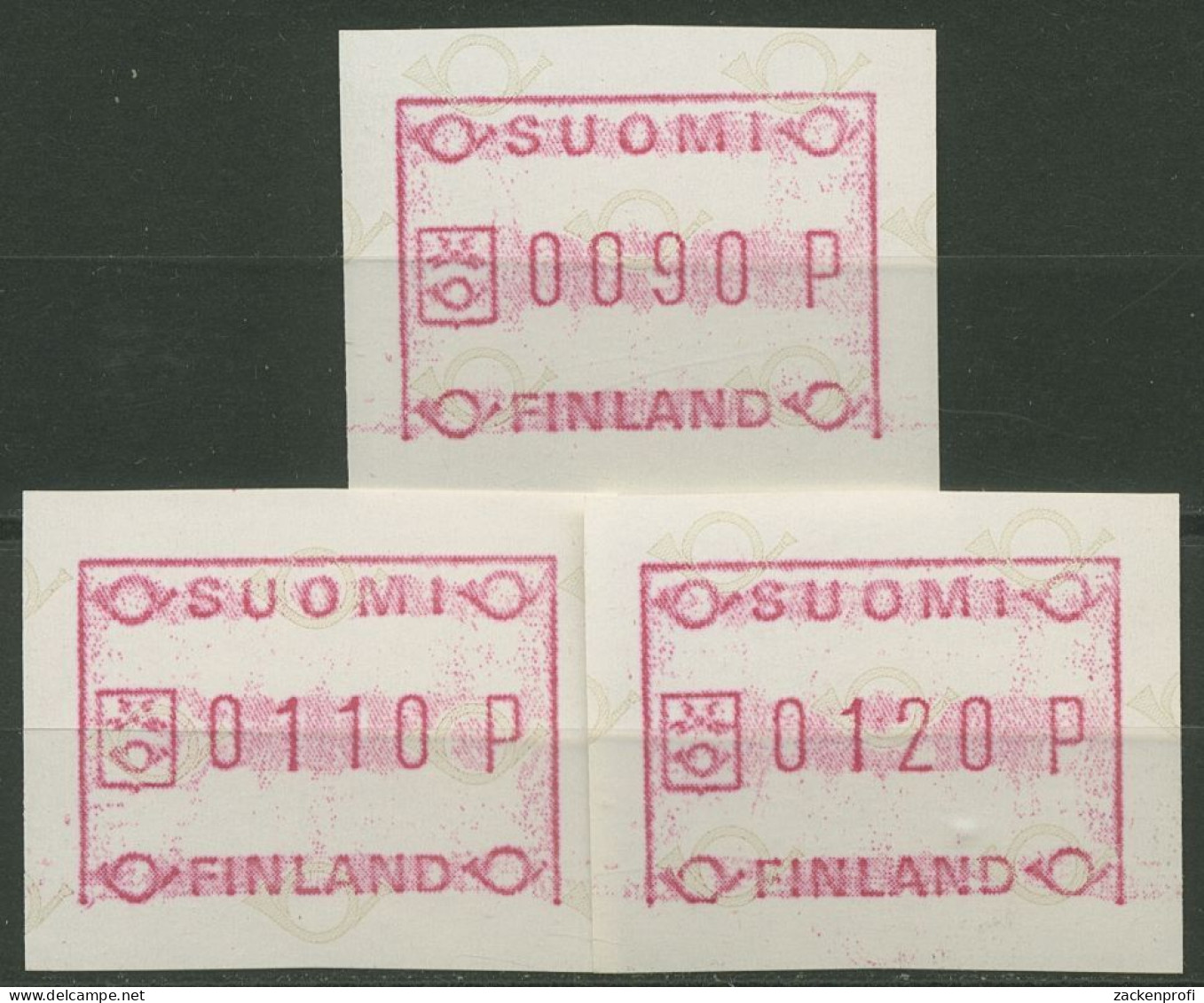 Finnland ATM 1982 Kl. Posthörner Grundlinie Fehlt Satz ATM 1.1 IV S 1 Postfrisch - Machine Labels [ATM]