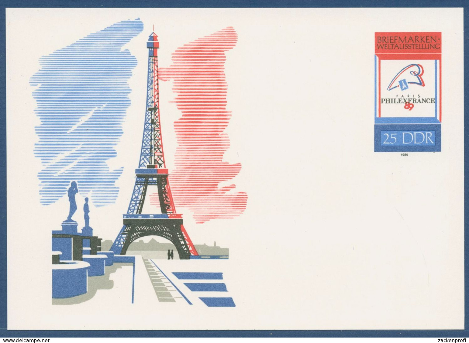 DDR 1989 PHILEXFRANCE Paris Sonderpostkarte P 102 Ungebraucht (X40996) - Cartes Postales - Neuves