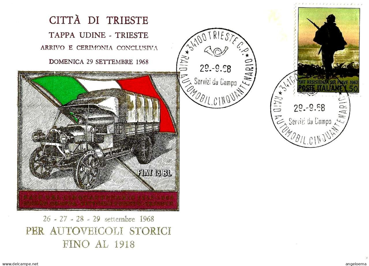 ITALIA ITALY - 1968 TRIESTE 50° Raid Automobilistico Autoveicoli Storici Tappa Udine-Trieste Su Busta Speciale - 11266 - Auto's