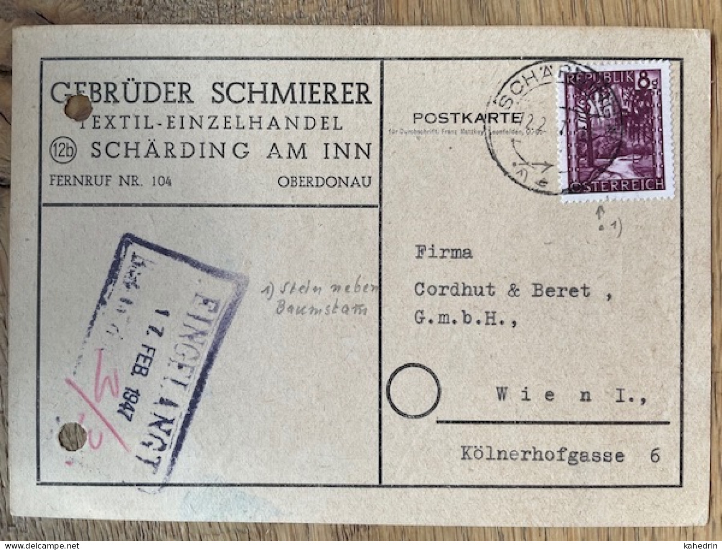 Österreich / Austria 1947, Plattenfehler / Druckzufälligkeit Mi. # 743: Stein Neben Baumstam - Errors & Oddities