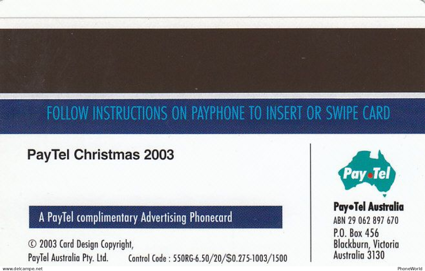Australia, PayTel, Christmas 2003 & Santa Claus, 1500ex - Australie