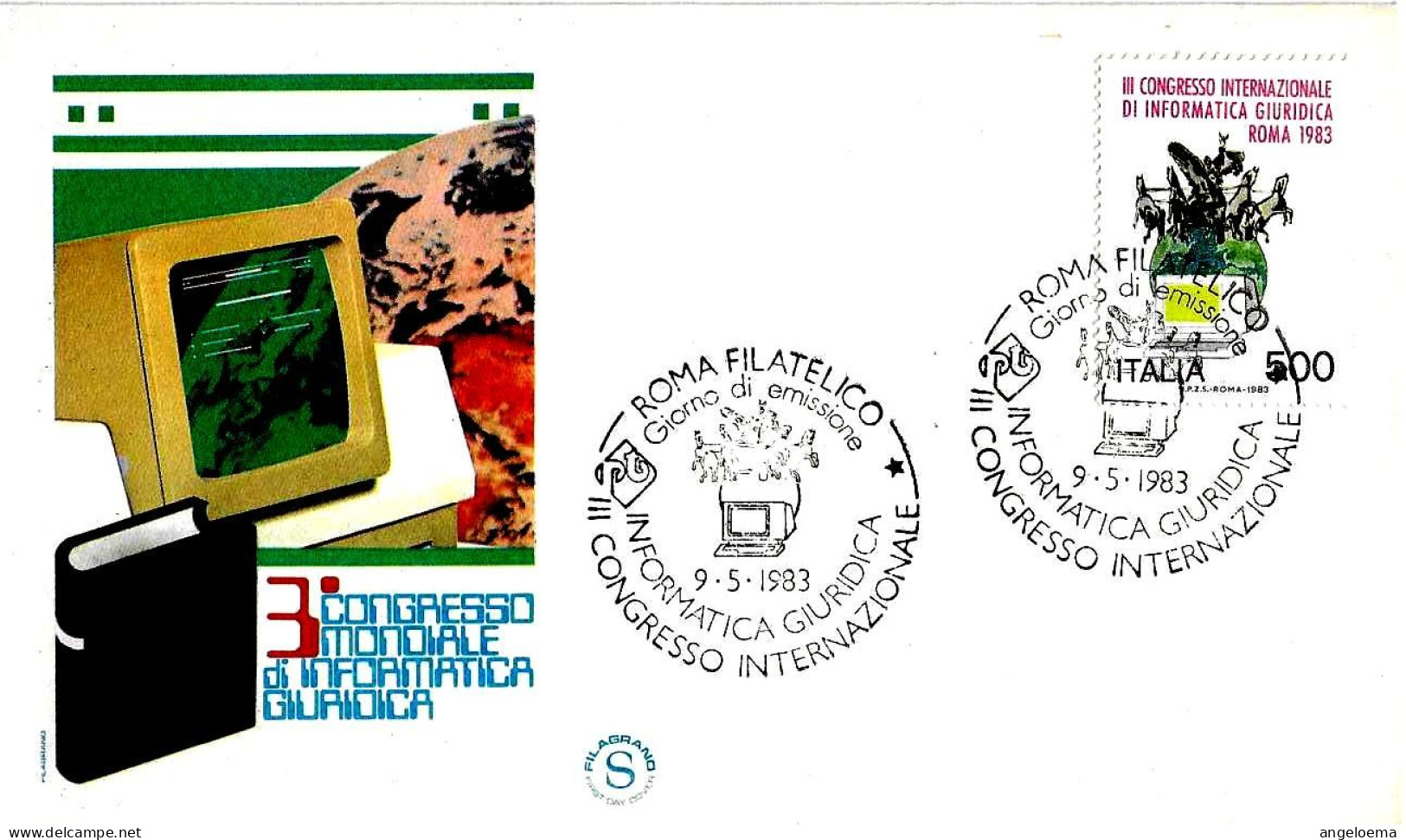 ITALIA ITALY - 1983 ROMA III Congresso Internazionale INFORMATICA GIURIDICA Su Busta Fdc Filagrano - 2829 - Informatique