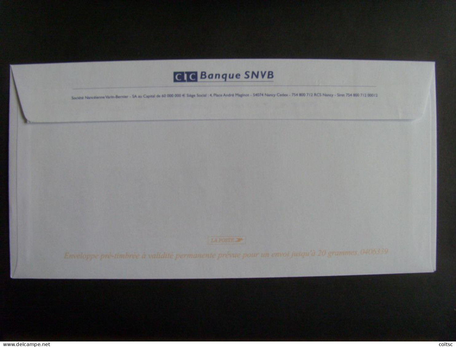 60- PAP TSC Luquet RF à Fenêtre, CIC Banque SNVB, Agr. 0406339, Patte Autocollante, Intérieur Uni, Neuf - Prêts-à-poster:Stamped On Demand & Semi-official Overprinting (1995-...)