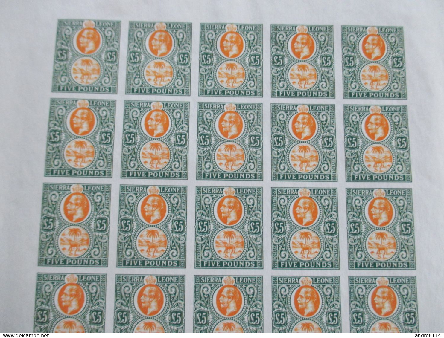 Sierra Leone 1912-21SG#130 5 Pounds Being A Hialeah Reproduction Issue On Thick Paper Gummed Page For Study Only RS - Viñetas De Fantasía