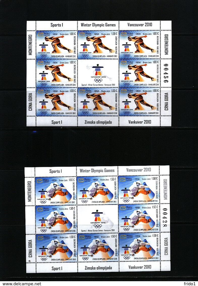 Montenegro 2010 Olympic Games Vancouver 2 Sheets Of 8 + Label Postfrisch / MNH - Winter 2010: Vancouver