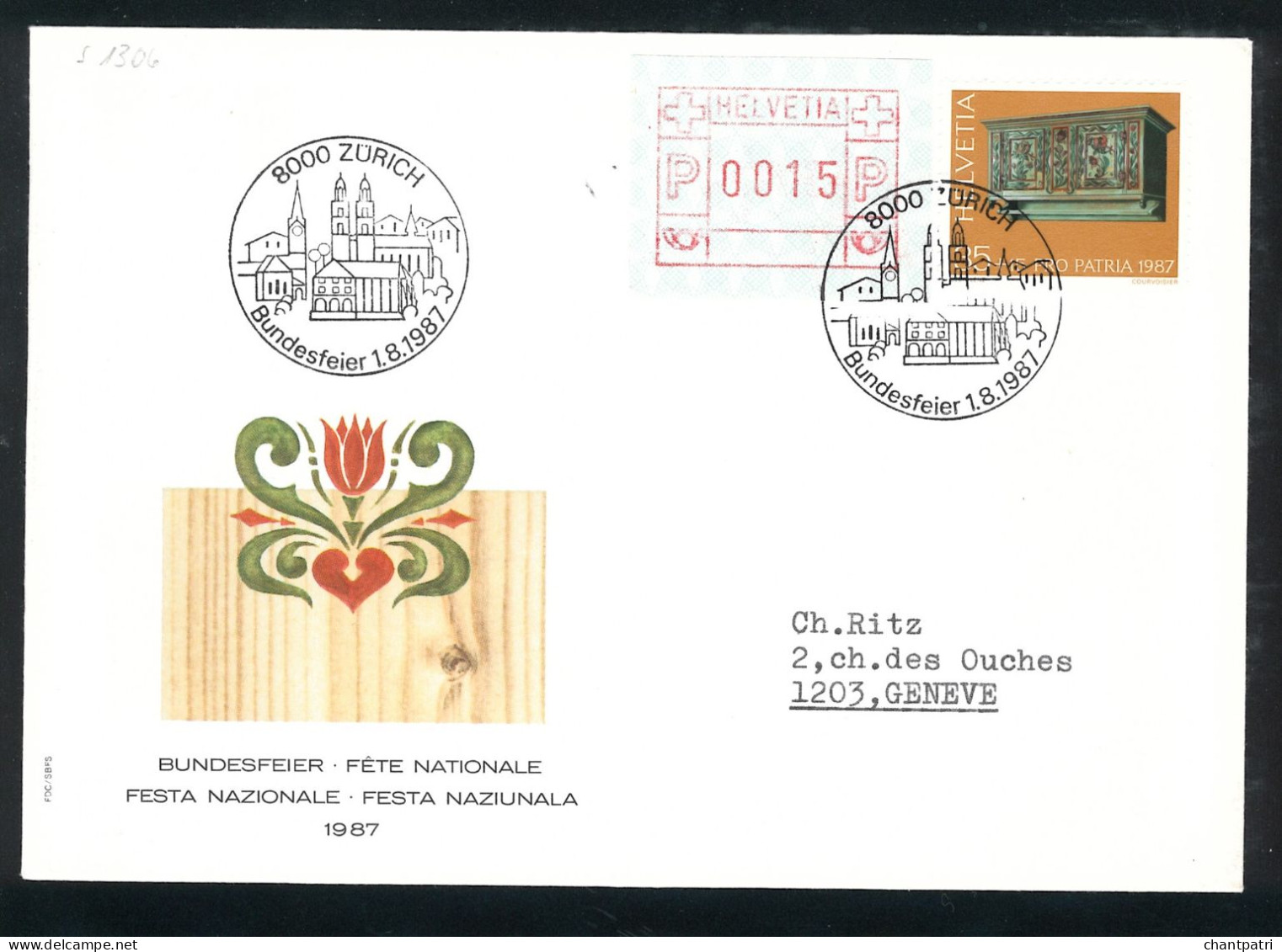 Bundesfeier 1987 - Fête Nationale - 8000 Zurich - 01 08 1987 - Bundesfeier 001/42 - Lettres & Documents