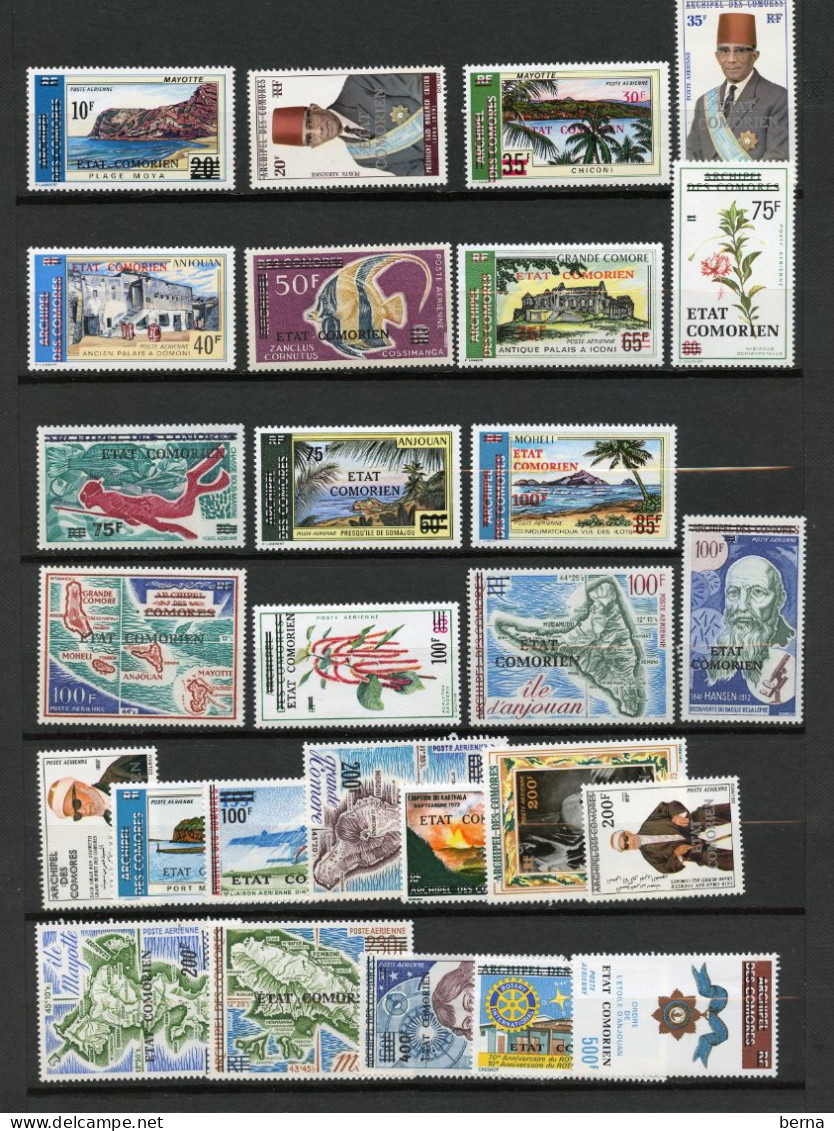 COMORES 68/94 TIMBRES DES COMORES SURCHARGES    LUXE NEUF SANS CHARNIERE - Luftpost