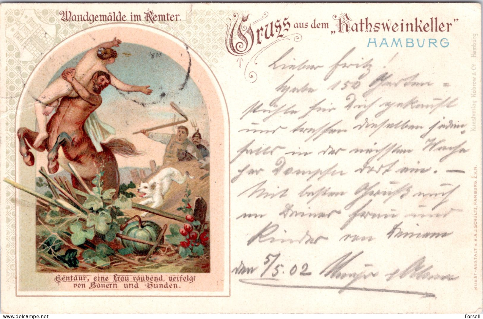 Gruss Aus Dem Rathsweinkeller Hamburg (Stempel: Nienstedten 1902, Nach Norwegen) - Altona