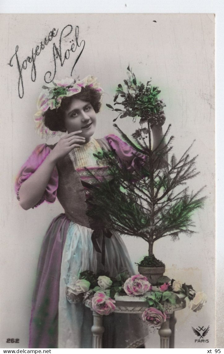 Joyeux Noel - Femme Fleurs Sapin - Other & Unclassified