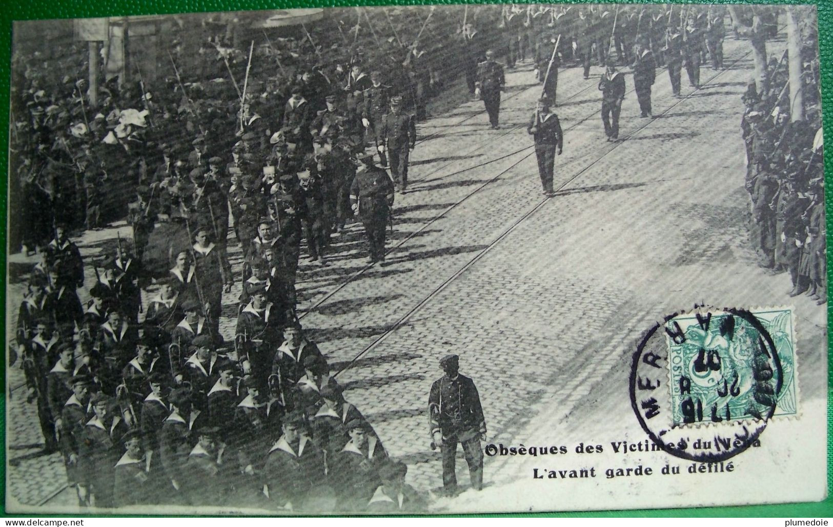 Cpa EXPLOSION DU CUIRASSE IENA Toulon  Funérailles  OBSEQUES . AVANT GARDE DU DEFILE 1907  MARINE FRANCAISE - Funerali