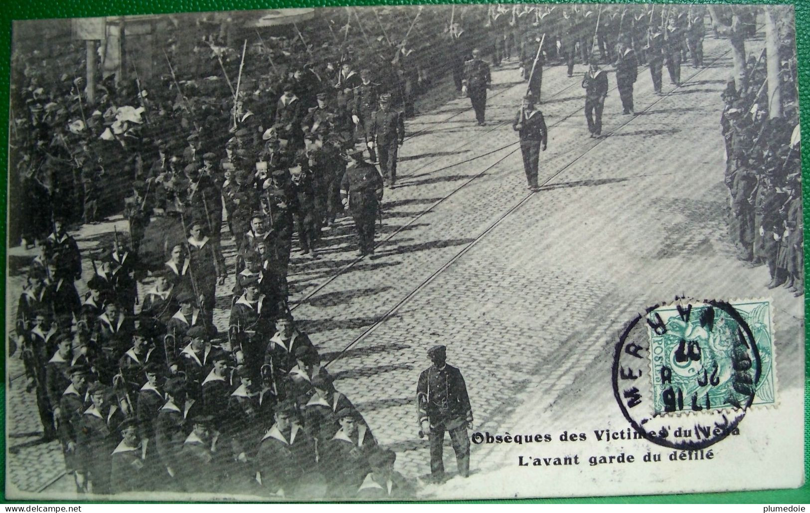 Cpa EXPLOSION DU CUIRASSE IENA Toulon  Funérailles  OBSEQUES . AVANT GARDE DU DEFILE 1907  MARINE FRANCAISE - Funérailles