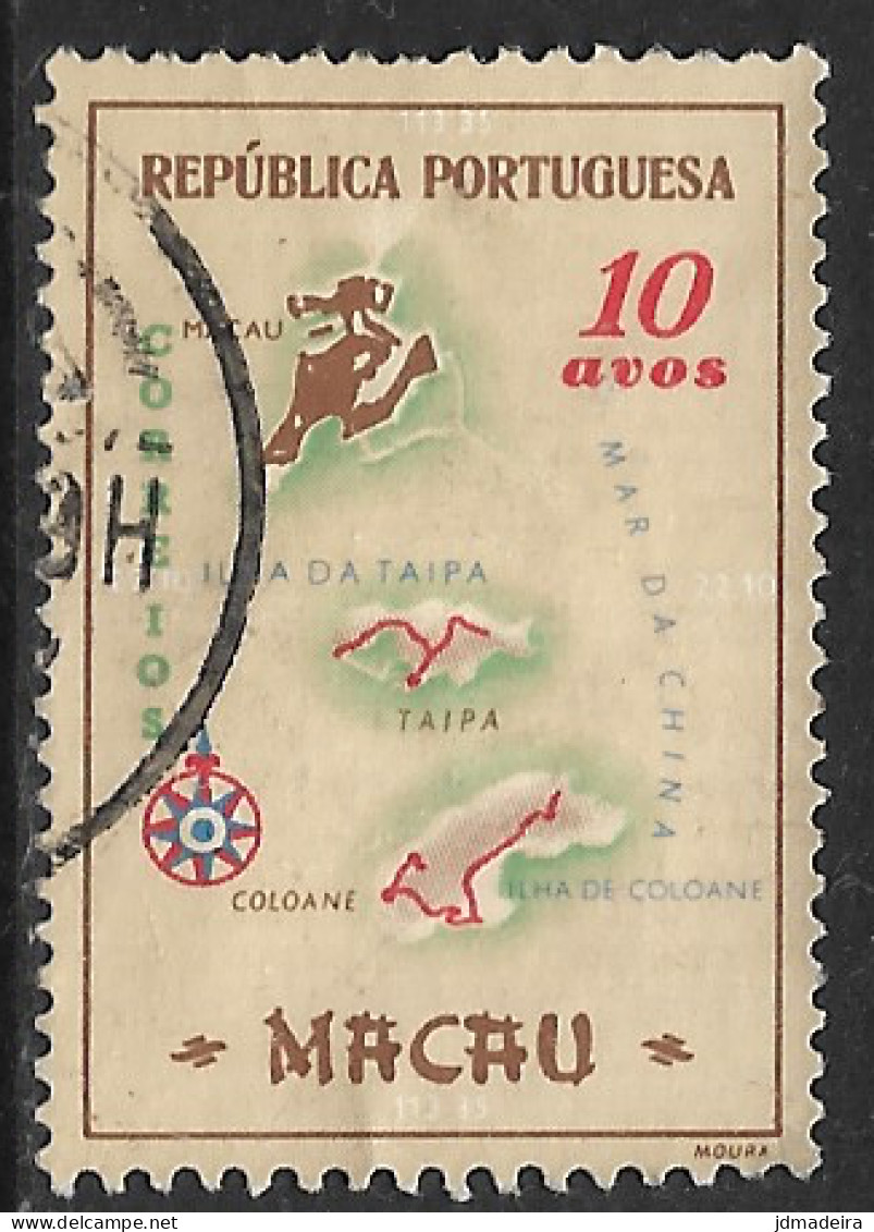 Macau Macao – 1956 Maps 10 Avos Used Stamp - Gebraucht