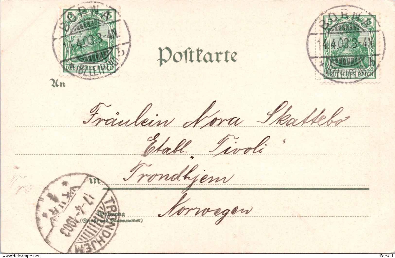 Gruss Aus Borna, Bez. Lepzig  (Stempel: Borna 1903, Nach Norwegen) - Borna