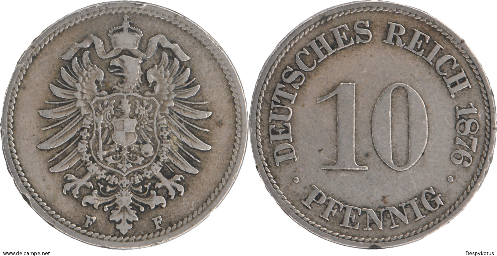ALLEMAGNE - 1876 - 10 Pfennig - Francfort (F) - Guillaume 1er - 18-184 - 10 Pfennig