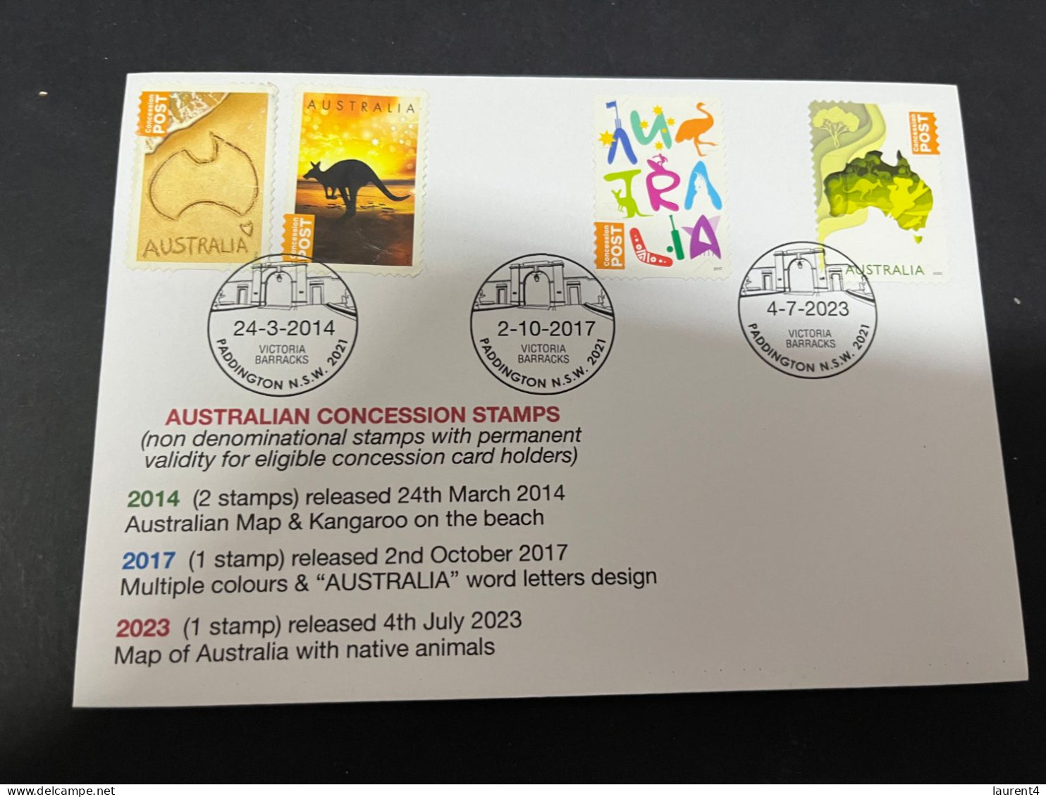 26-2-2024 (1 Y 17) Australia Post 4 Concession Stamps (latest Released 4th July 2023) With 2 X 2014 + 1 X 2017 Stamp - Covers & Documents