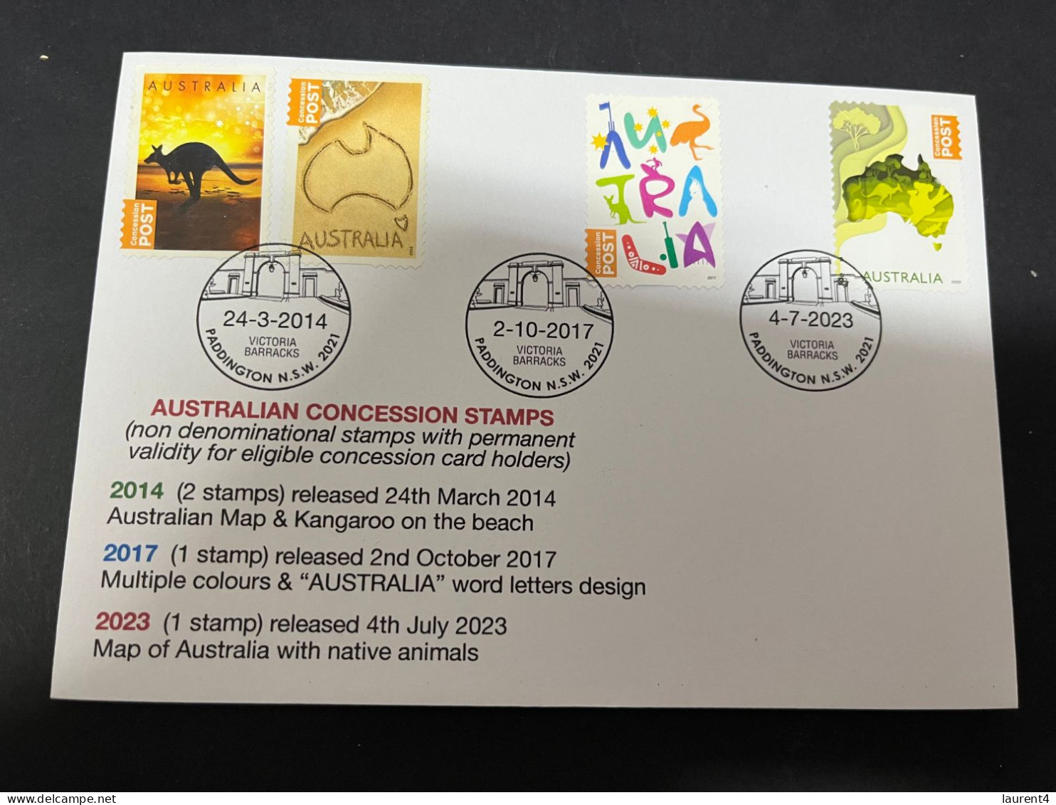 26-2-2024 (1 Y 17) Australia Post 4 Concession Stamps (latest Released 4th July 2023) With 2 X 2014 + 1 X 2017 Stamp - Storia Postale