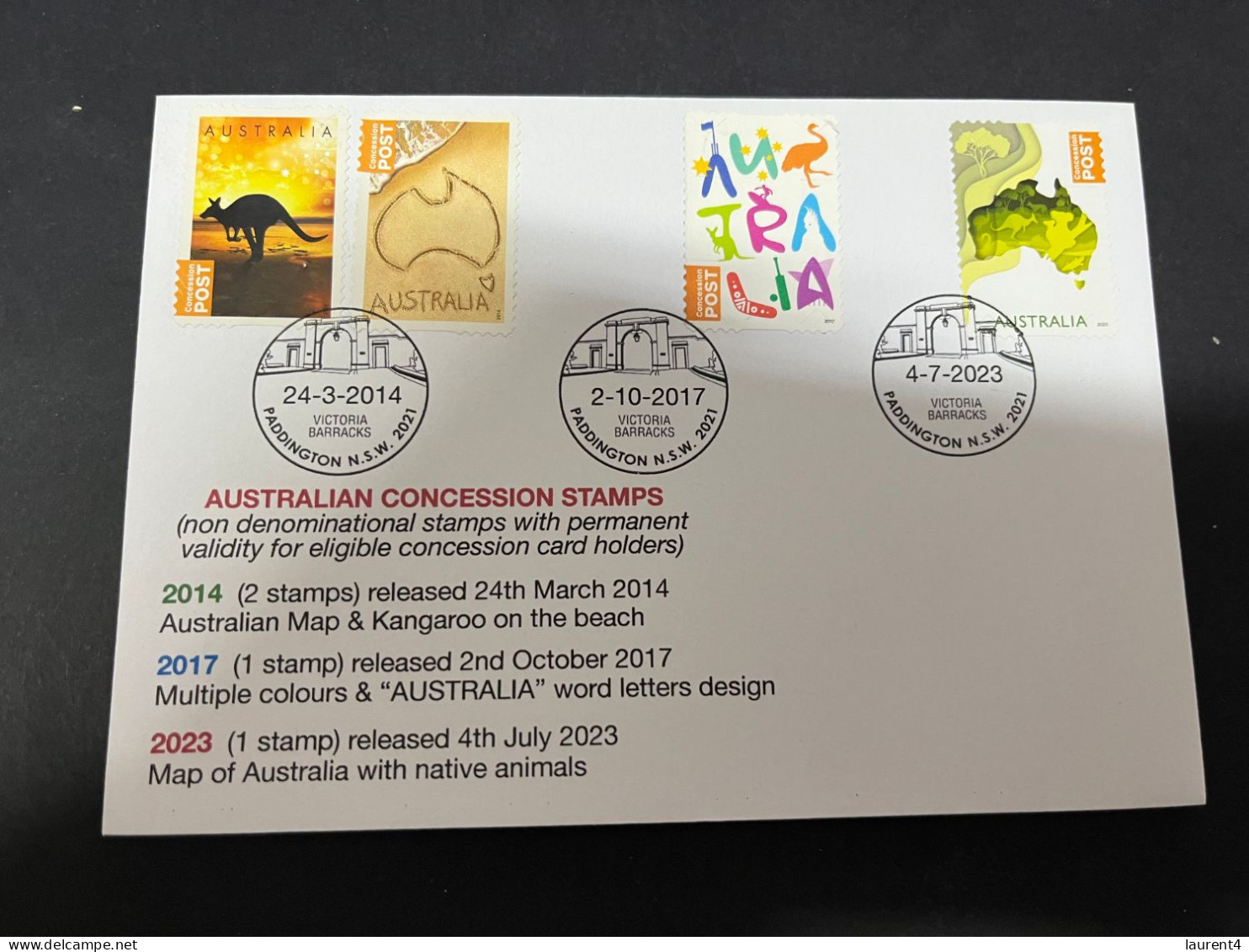 26-2-2024 (1 Y 17) Australia Post 4 Concession Stamps (latest Released 4th July 2023) With 2 X 2014 + 1 X 2017 Stamp - Brieven En Documenten