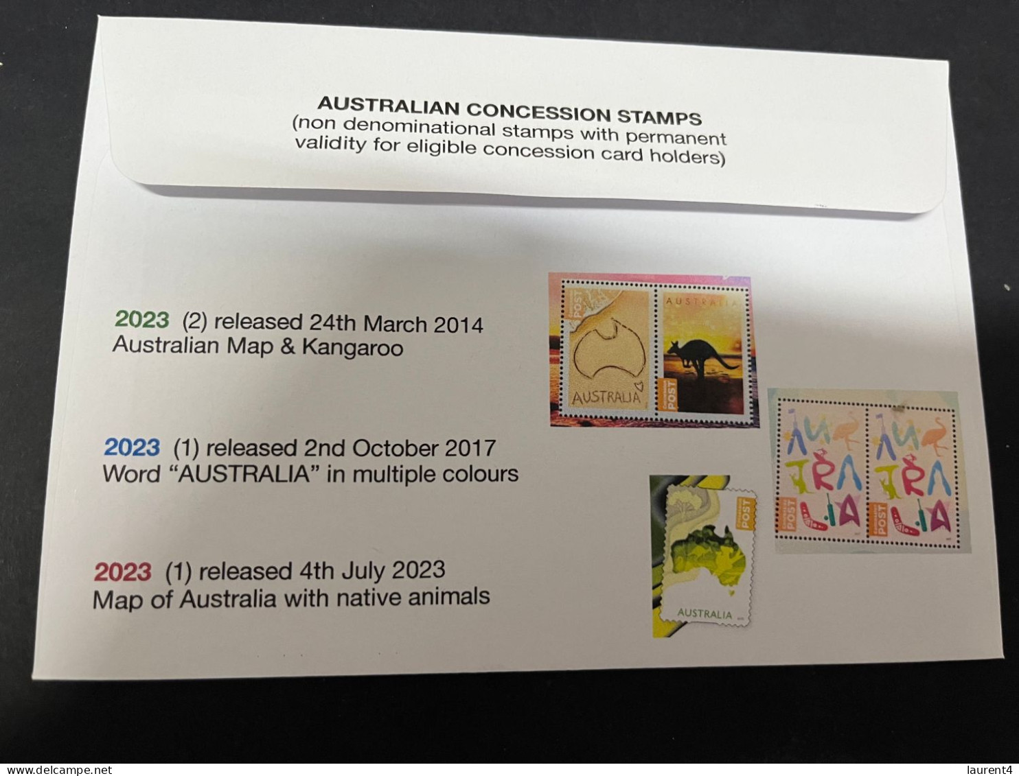 26-2-2024 (1 Y 17) Australia Post 4 Concession Stamps (latest Released 4th July 2023) With 2 X 2014 + 1 X 2017 Stamp - Cartas & Documentos