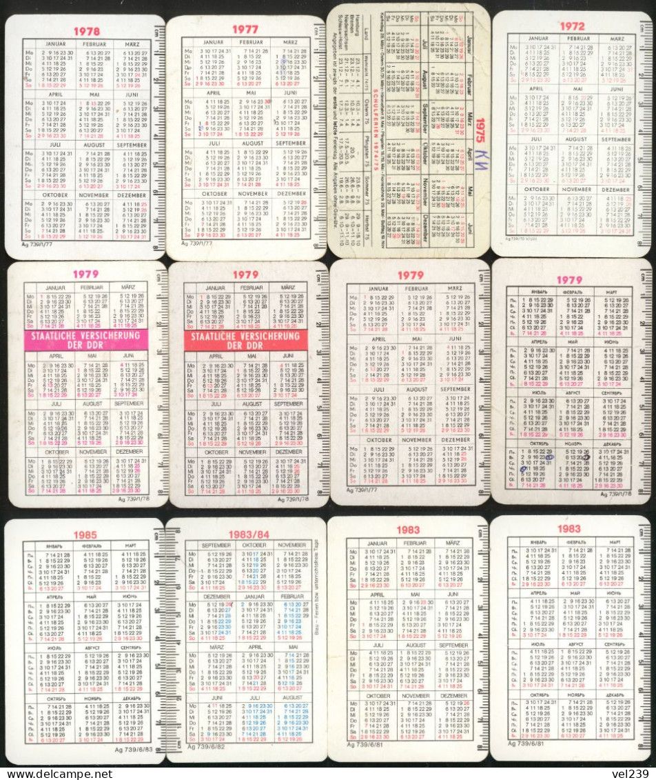 DDR. East Germany. Train, Florena, FZR, Car, Airplane. 12 Calendars - Kleinformat : 1971-80