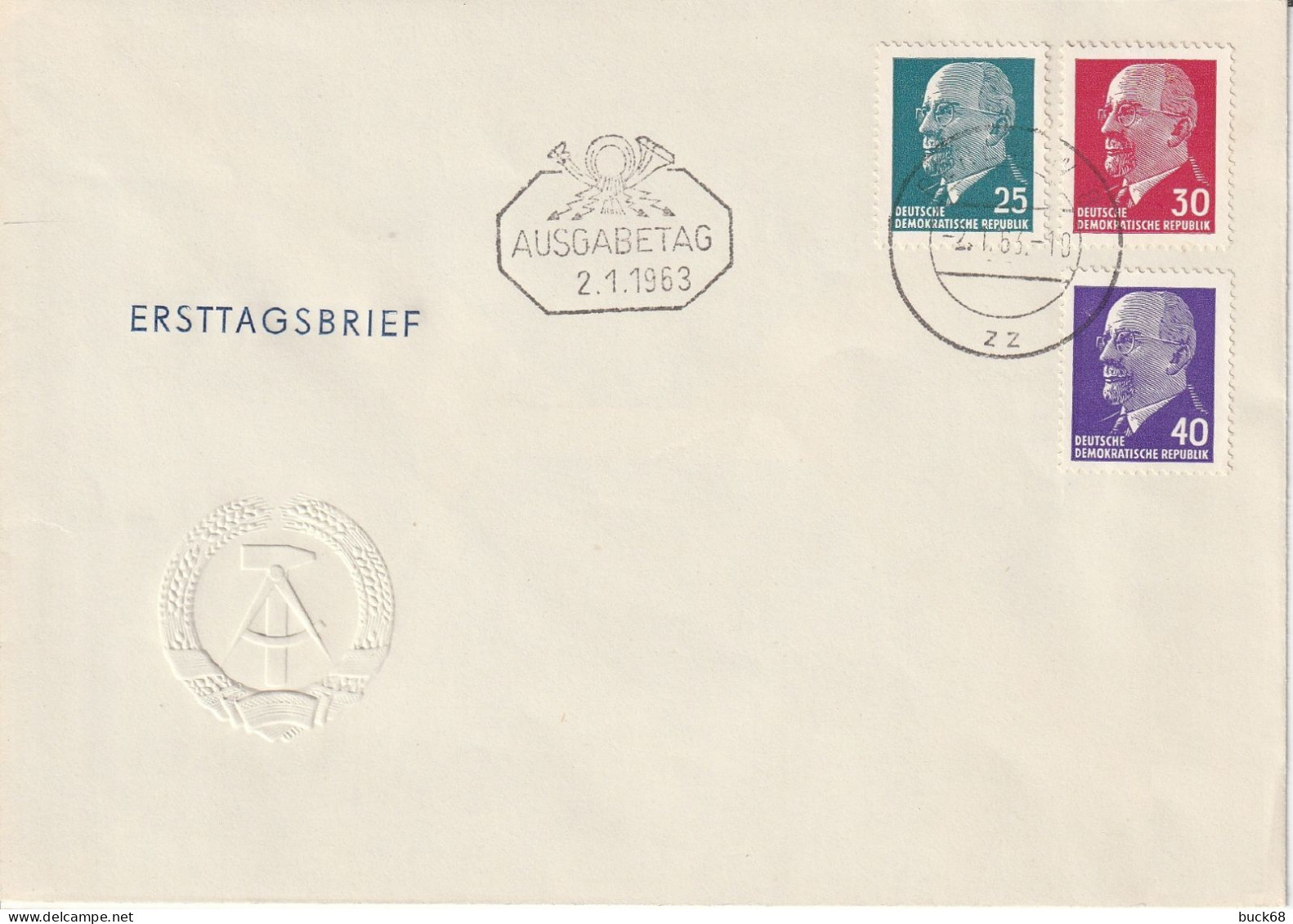 ALLEMAGNE GERMANY RDA DDR  564A 564B 564C FDC Ausgabetag 2.1.1963 - 1950-1970