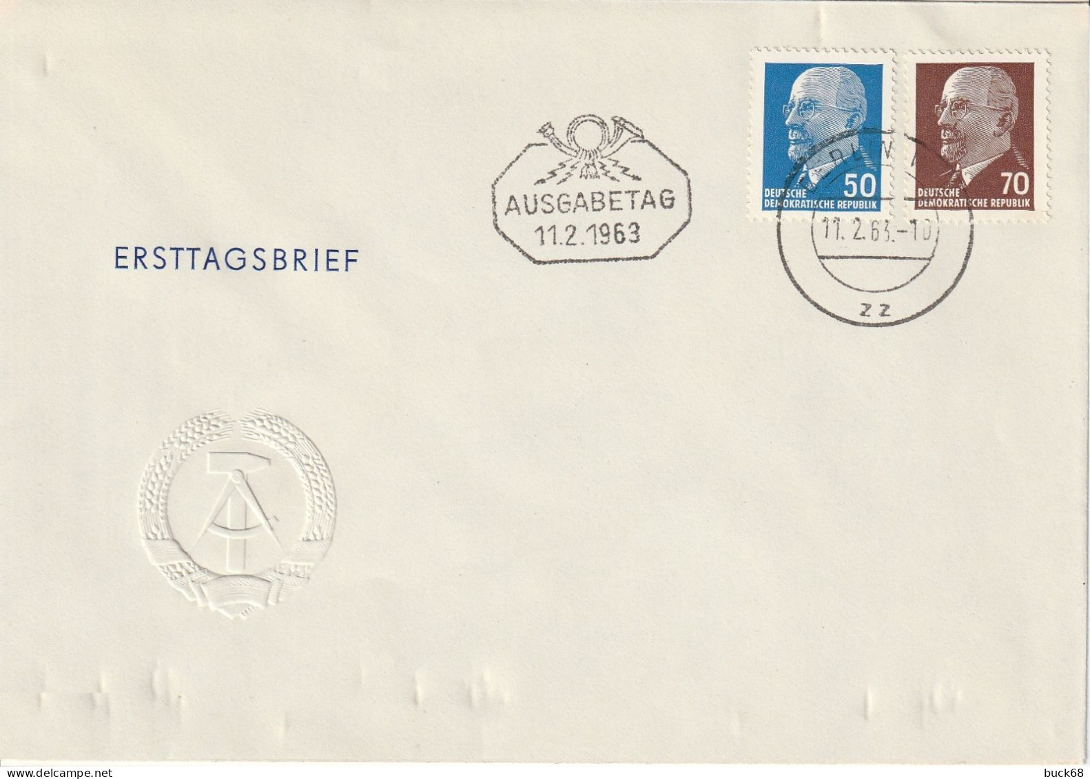 ALLEMAGNE GERMANY RDA DDR  564D 564E FDC Ausgabetag 11.2.1963 - 1950-1970
