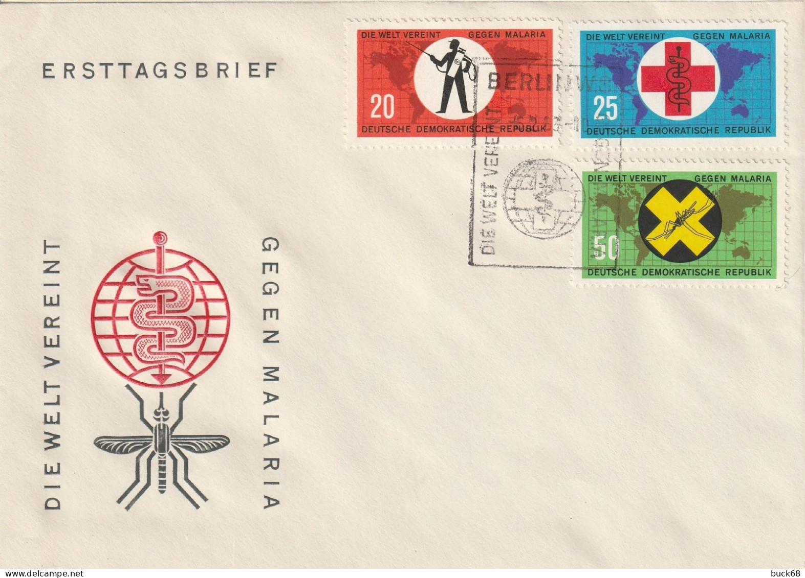 ALLEMAGNE GERMANY RDA DDR  649 650 651 FDC Ersttagbrief Lutte Contre La Malaria 6.2.1963 - 1950-1970