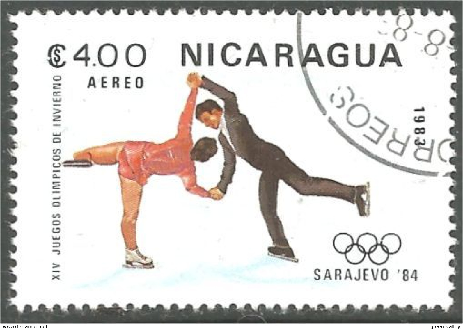 XW01-2362 Nicaragua Patinage Artistique Figure Skating Olympics Sarajevo 84 - Patinage Artistique