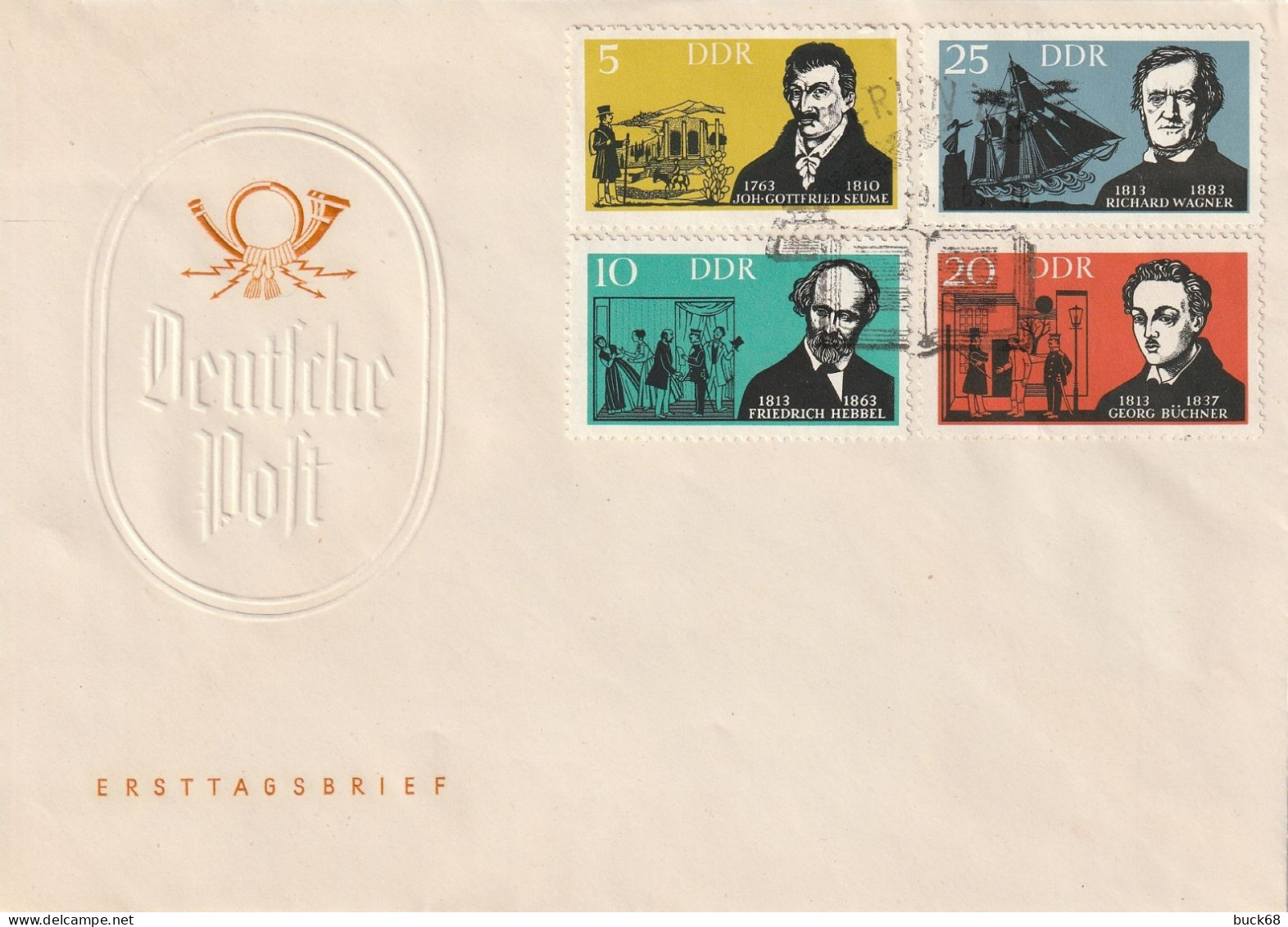 ALLEMAGNE GERMANY RDA DDR  657 à 660 FDC Ersttagbrief Artistes Célébtités Poète Musicien 1963 - 1950-1970