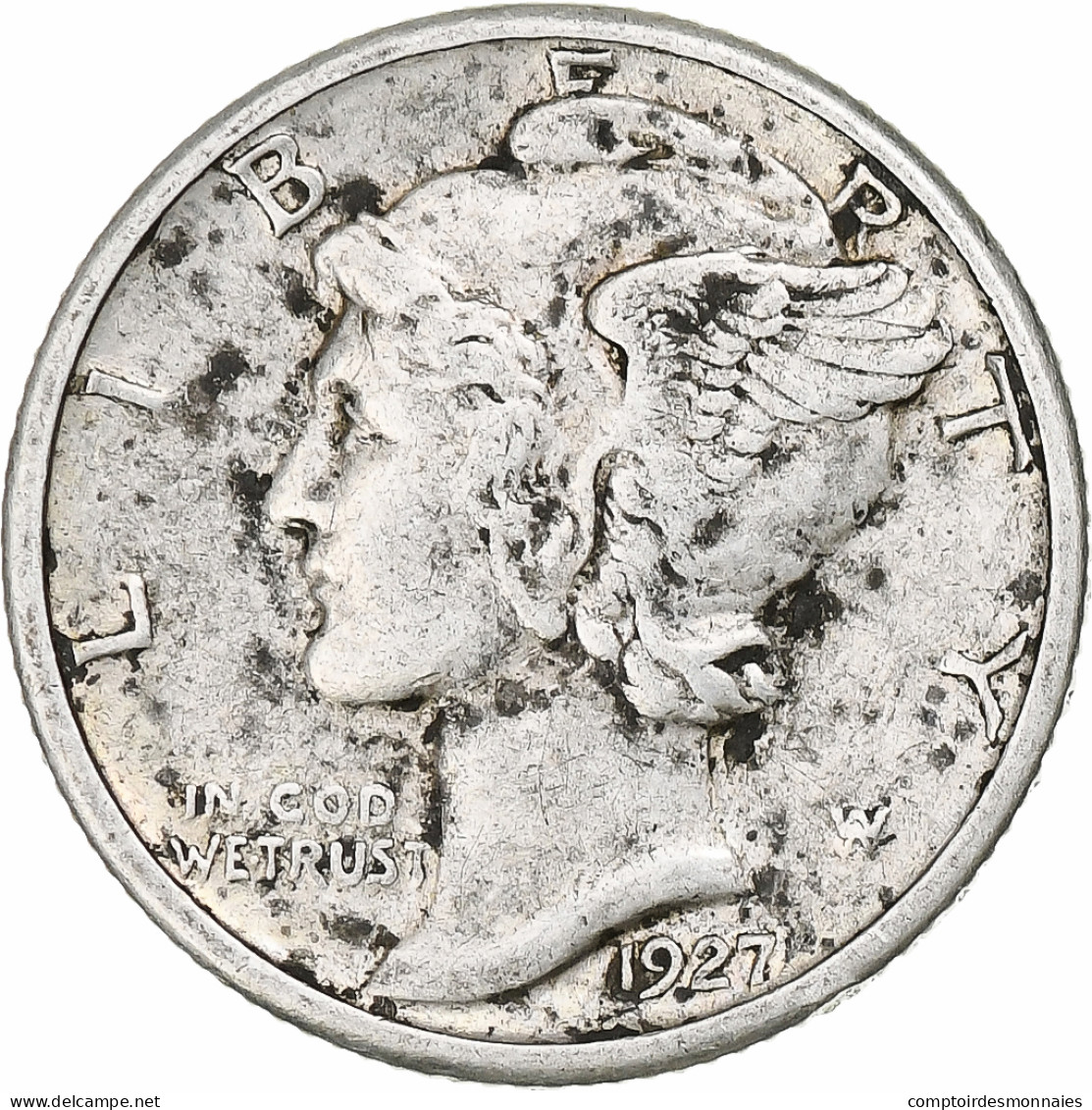 États-Unis, Dime, Mercury, 1927, Philadelphie, Argent, TTB+ - 1916-1945: Mercury (kwik)