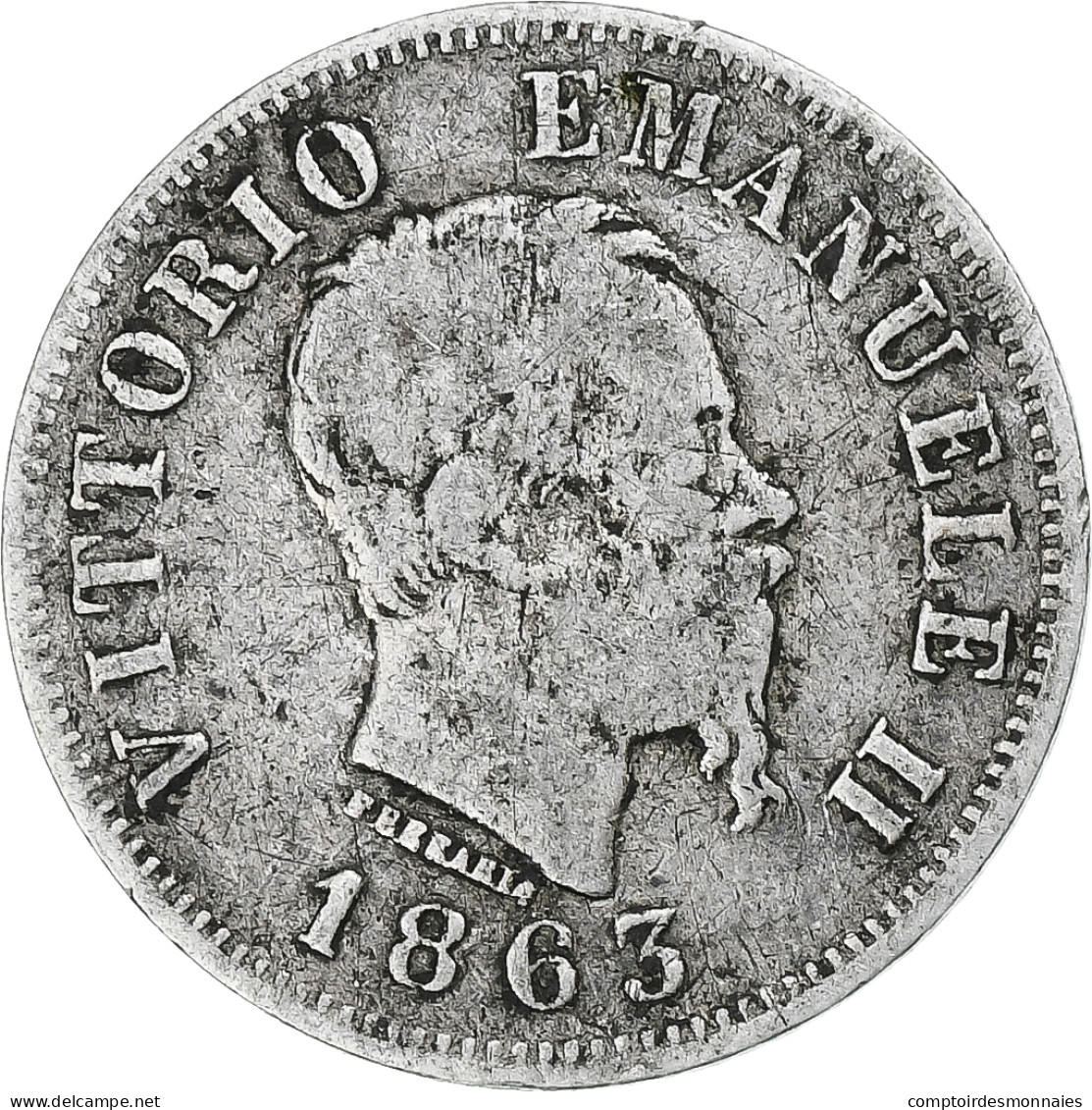 Italie, Vittorio Emanuele II, 50 Centesimi, 1863, Milan, Argent, TB+ - 1861-1878 : Victor Emmanuel II