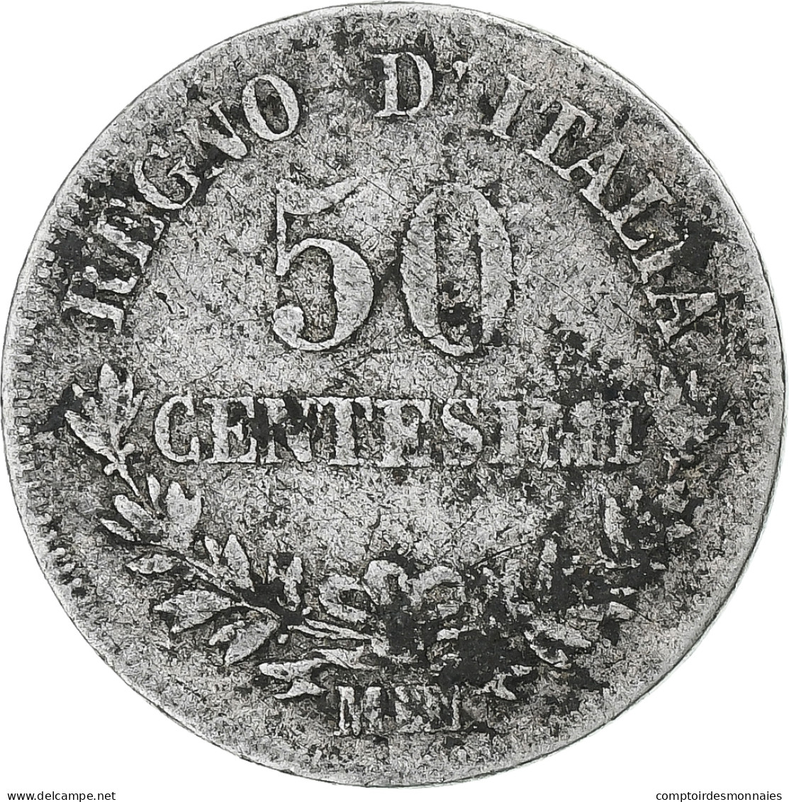 Italie, Vittorio Emanuele II, 50 Centesimi, 1863, Milan, Argent, TB+ - 1861-1878 : Victor Emmanuel II