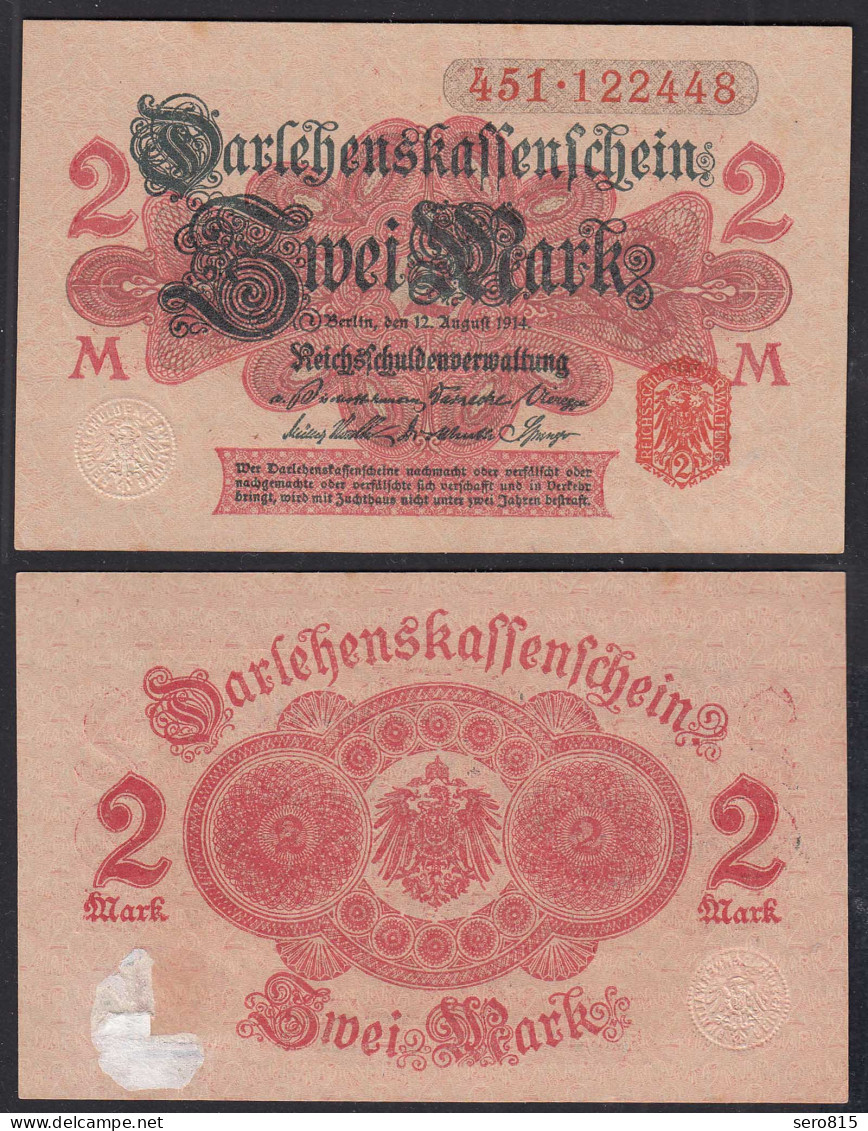 Darlehnskassenschein 2 MARK 1914 Ro 52b   (31211 - Andere & Zonder Classificatie