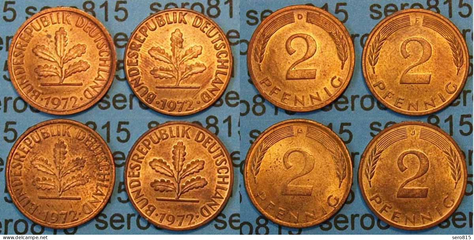 2 Pfennig Complete Set Year 1972 All Mintmarks (D,F,G,J) Jäger 381    (449 - Andere - Europa