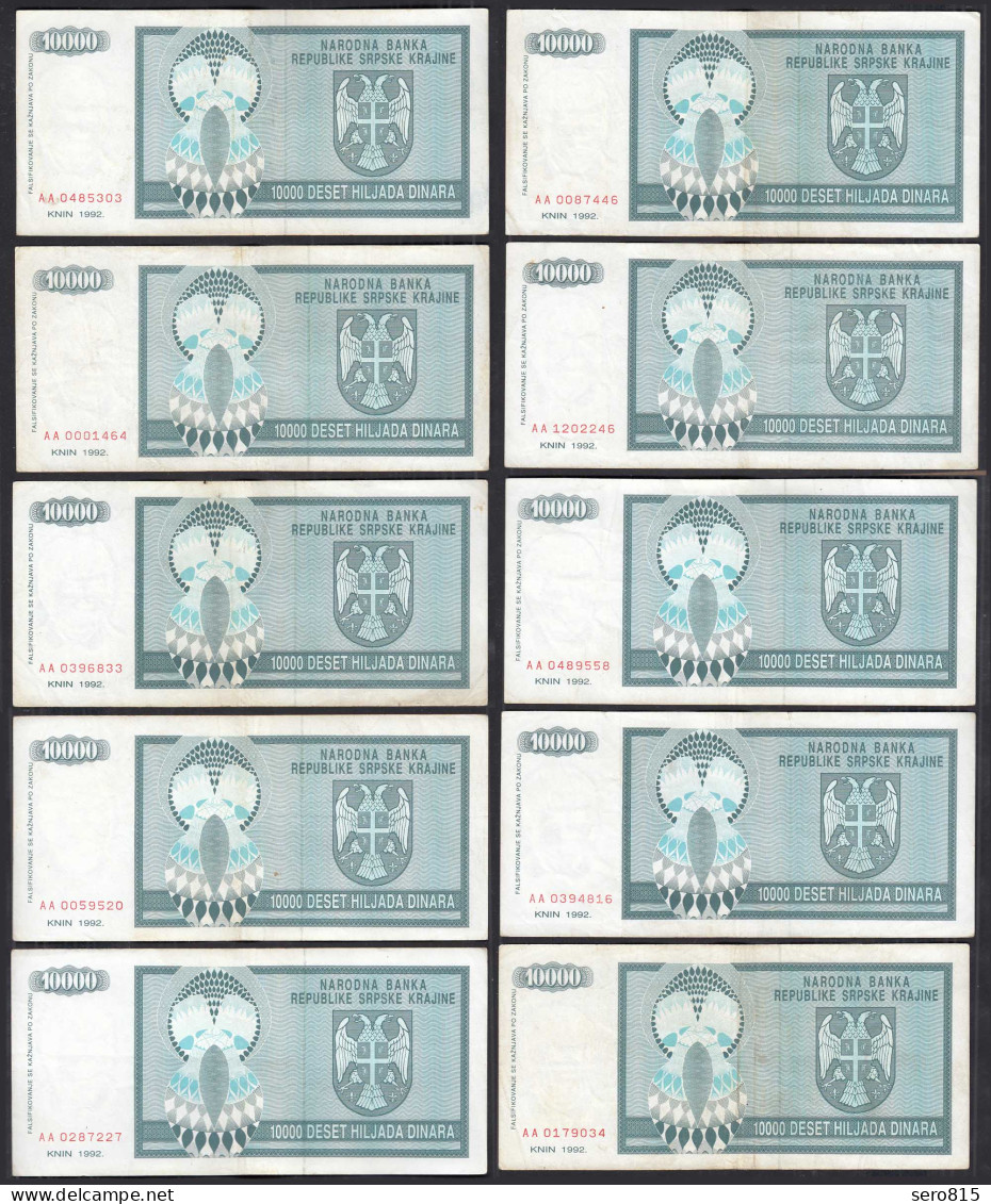 BOSNIEN - HERZEGOWINA 10 St.á 10.000 10000 Dinara 1992 Pick 139 VF (3)    (31183 - Bosnia Erzegovina
