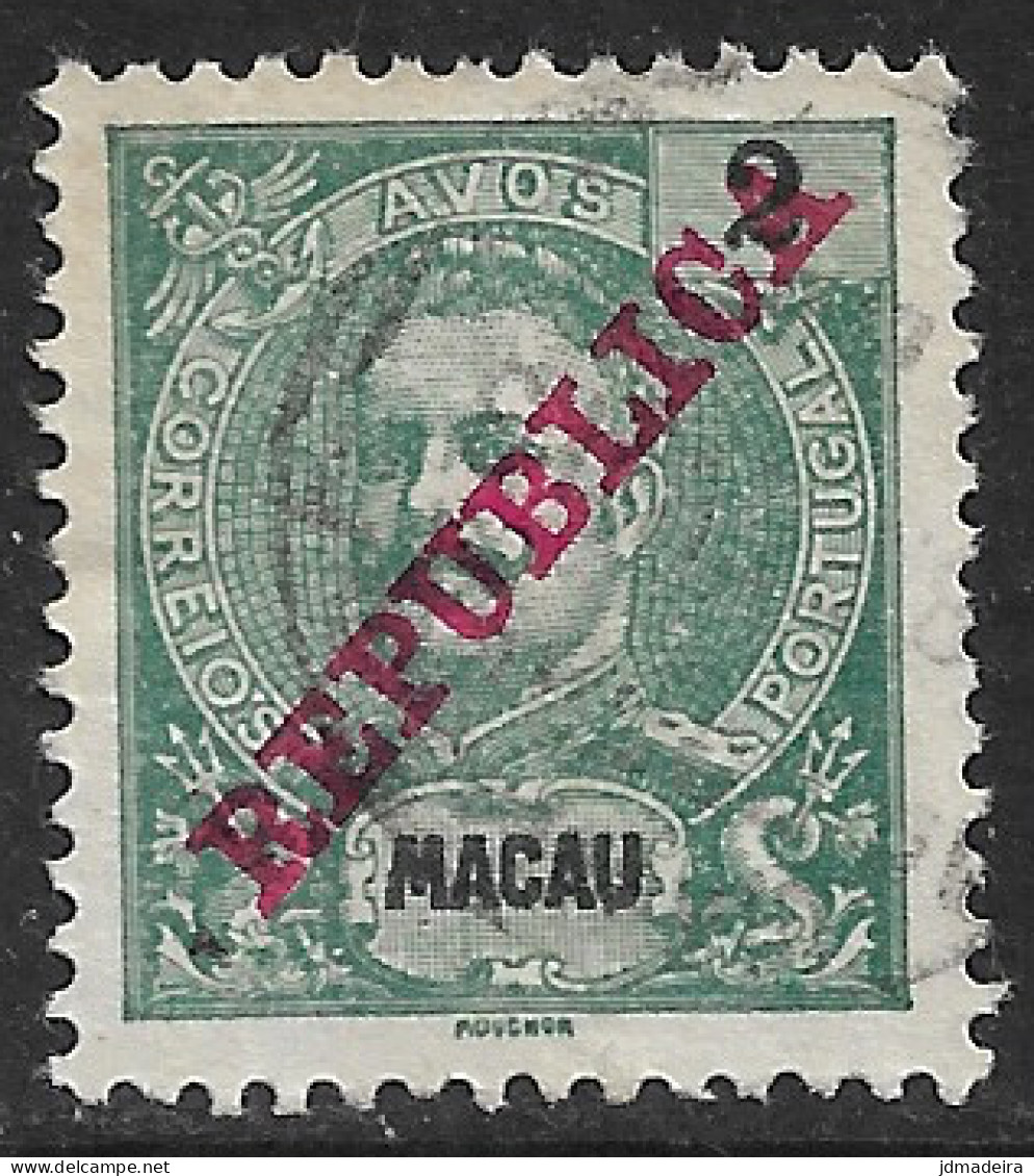 Macao Macau – 1911 King Carlos Overprinted REPUBLICA 2 Avos Used Stamp - Oblitérés