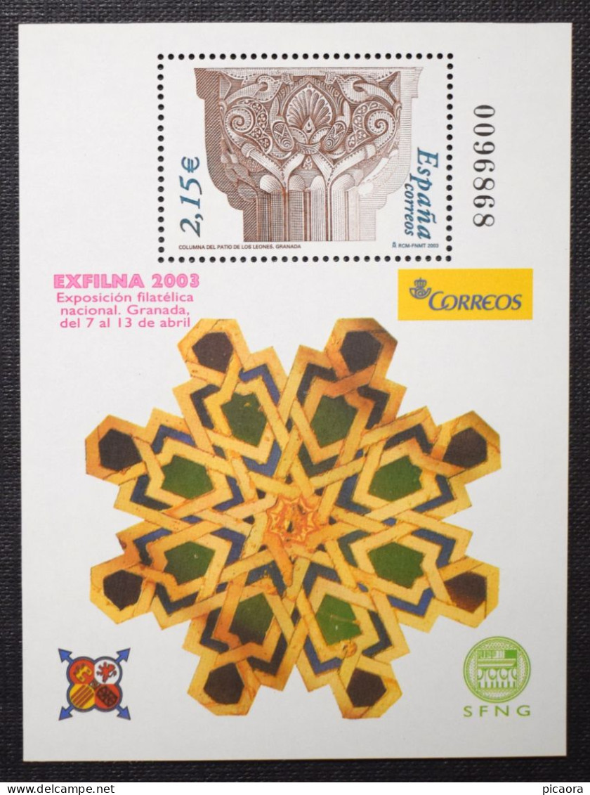 España Spain 2003 Exposición Filatélica EXFILNA 2003 Mi BL116  Yv BF115  Edi 3979  Nuevo New MNH ** - Esposizioni Filateliche