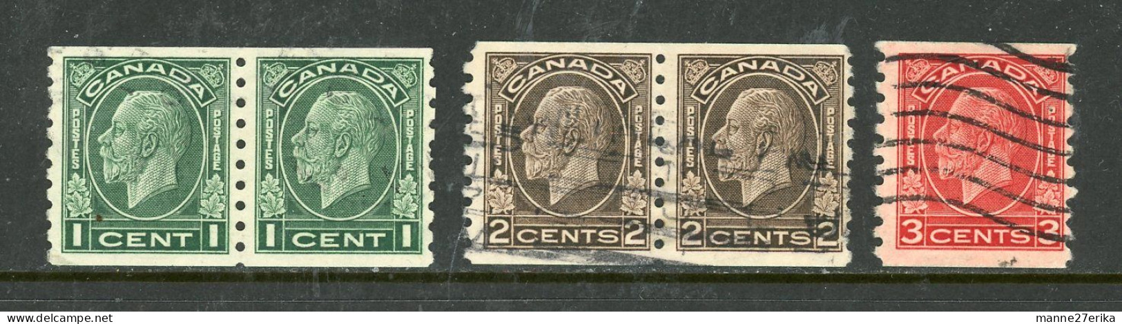 Canada USED 1933 King George V :Medallion" Coil Stamps - Oblitérés