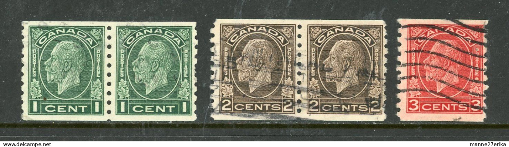 Canada USED 1933 King George V :Medallion" Coil Stamps - Gebruikt