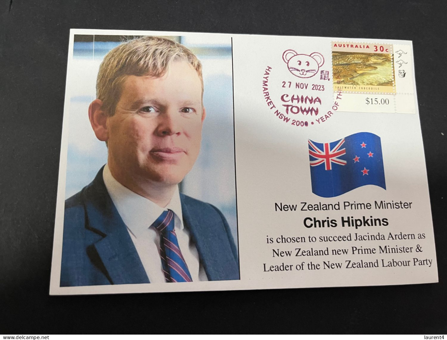 26-2-2024 (1 Y 17) New Zealand Prime Minister Is Chosen As Chris Hipkins (21-1-2023) OZ Stamp - Autres & Non Classés