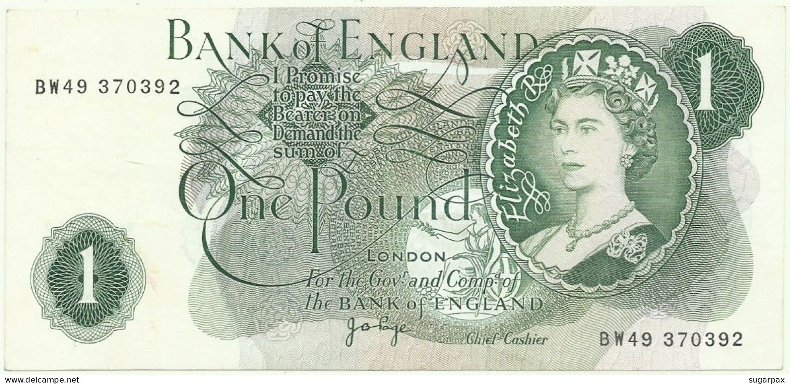 GREAT BRITAIN - 1 POUND - ND ( 1970-77 ) - P 374 G - Serie BW49 - BANK OF ENGLAND - United Kingdom - 1 Pond