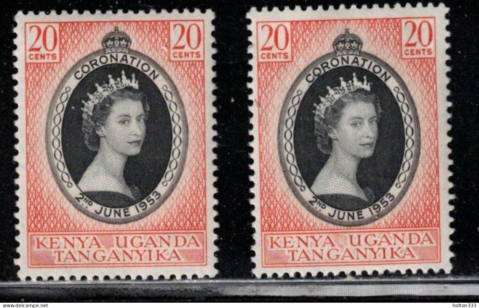 KENYA, UGANDA & TANGANYIKA Scott # 101 MH X 2 - QEII Coronation - Kenya, Uganda & Tanganyika