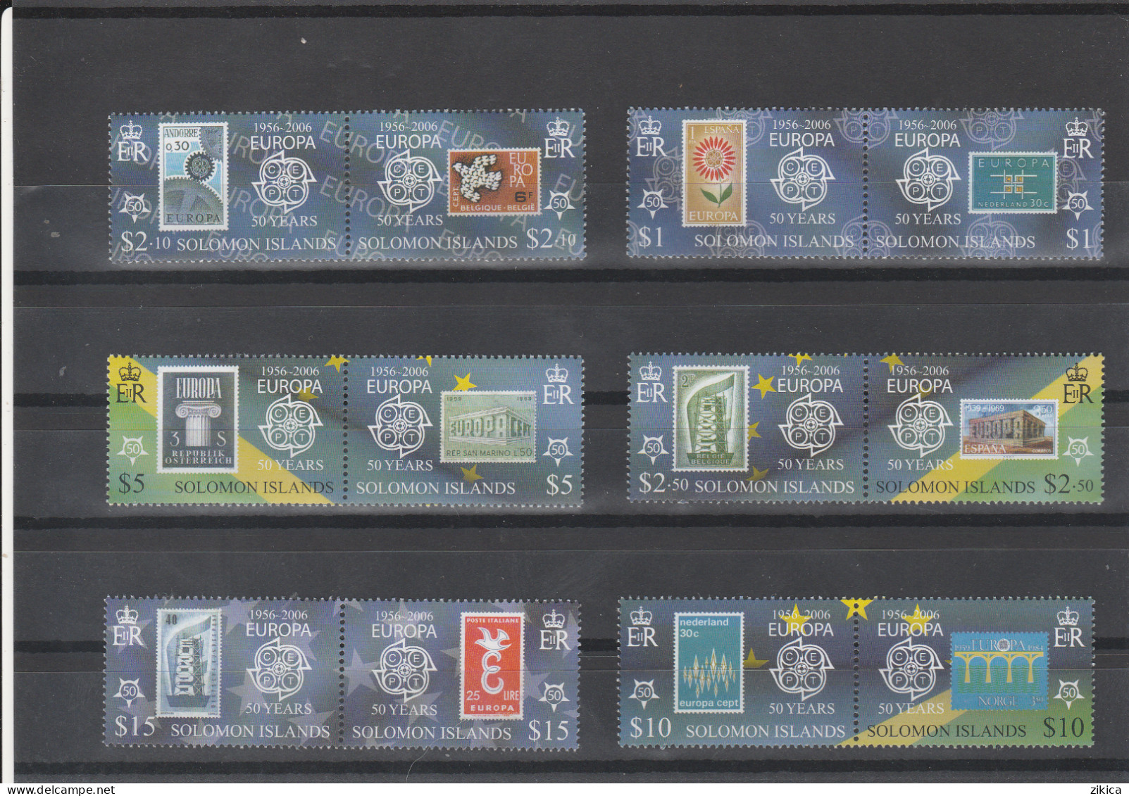 Solomon Islands - 2005 The 50th Ann. (2006) Of The First EUROPA Stamps 6 M/S And 6 Pair Stamps ( Full Serial ) MNH** - Islas Salomón (1978-...)