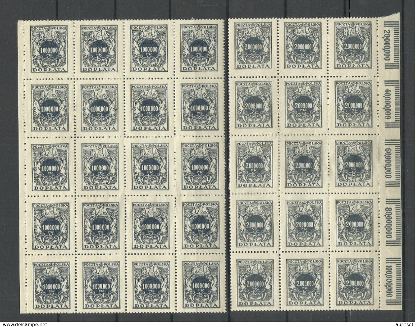 POLEN Poland 1924 Michel 58 - 59 (*) Porto Postage Due Doplata As 40-block + 30-block. NB! Stamps Are Stuck Together. - Portomarken