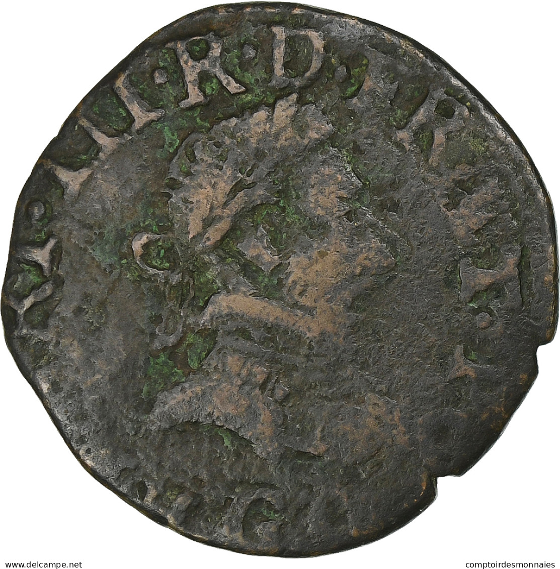 France, Henri III, Double Tournois, 1583, Poitiers, Cuivre, TB, CGKL:96 - 1574-1589 Heinrich III.