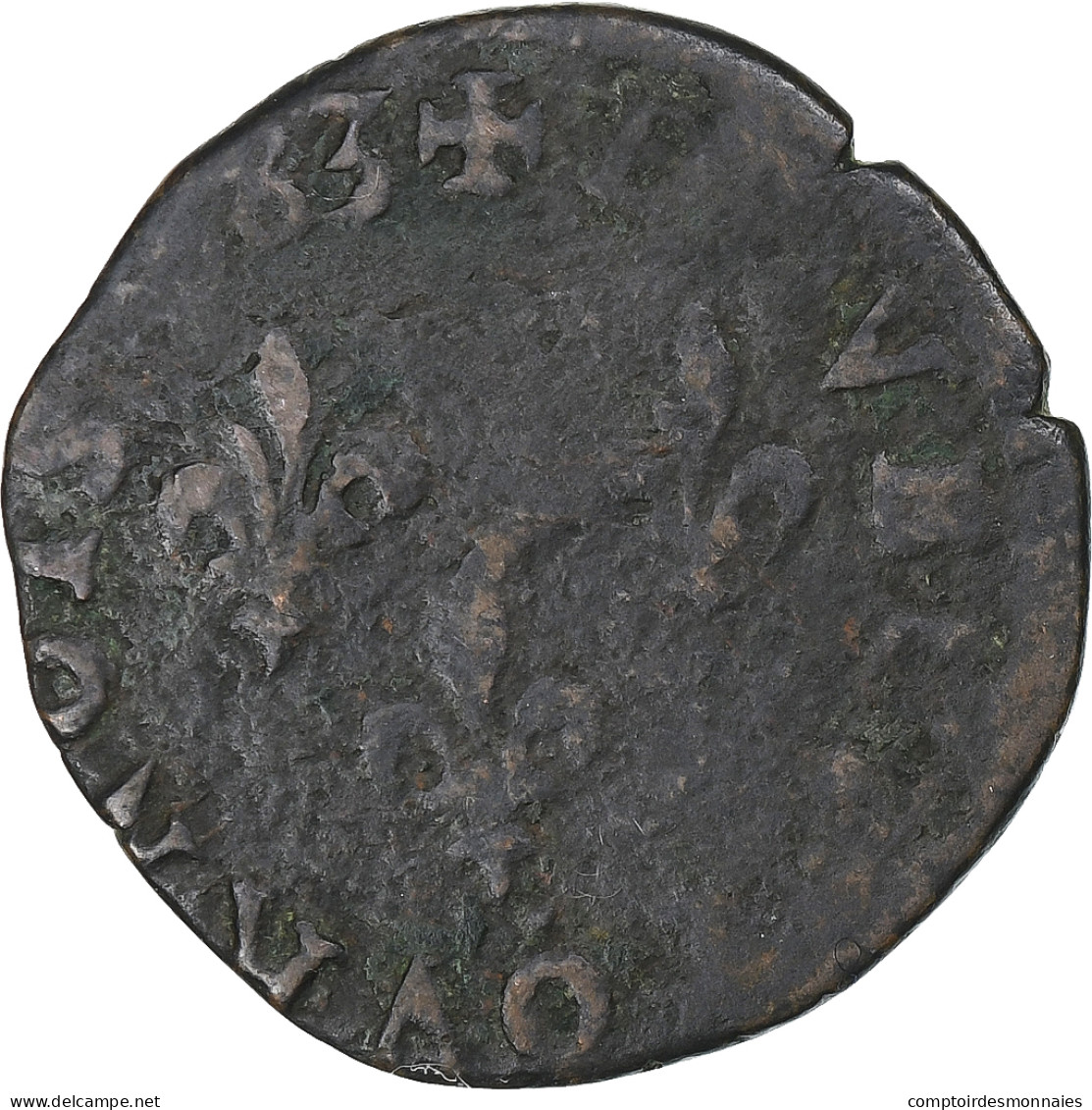 France, Henri III, Double Tournois, 1583, Poitiers, Cuivre, TB, CGKL:96 - 1574-1589 Hendrik III