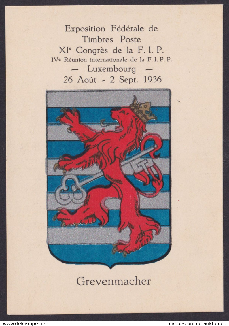 Grevenmacher Luxemburg Wappen Philatelie Briefmarken Ausstellung F.I.P Kongress - Brieven En Documenten