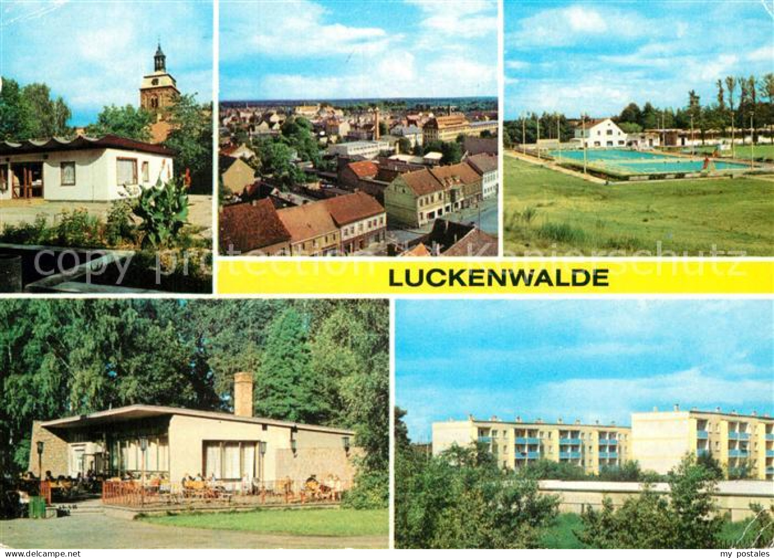 72972911 Luckenwalde Platz Der Jugend Teilansicht Schwimmbad X. Weltfestspiele H - Luckenwalde