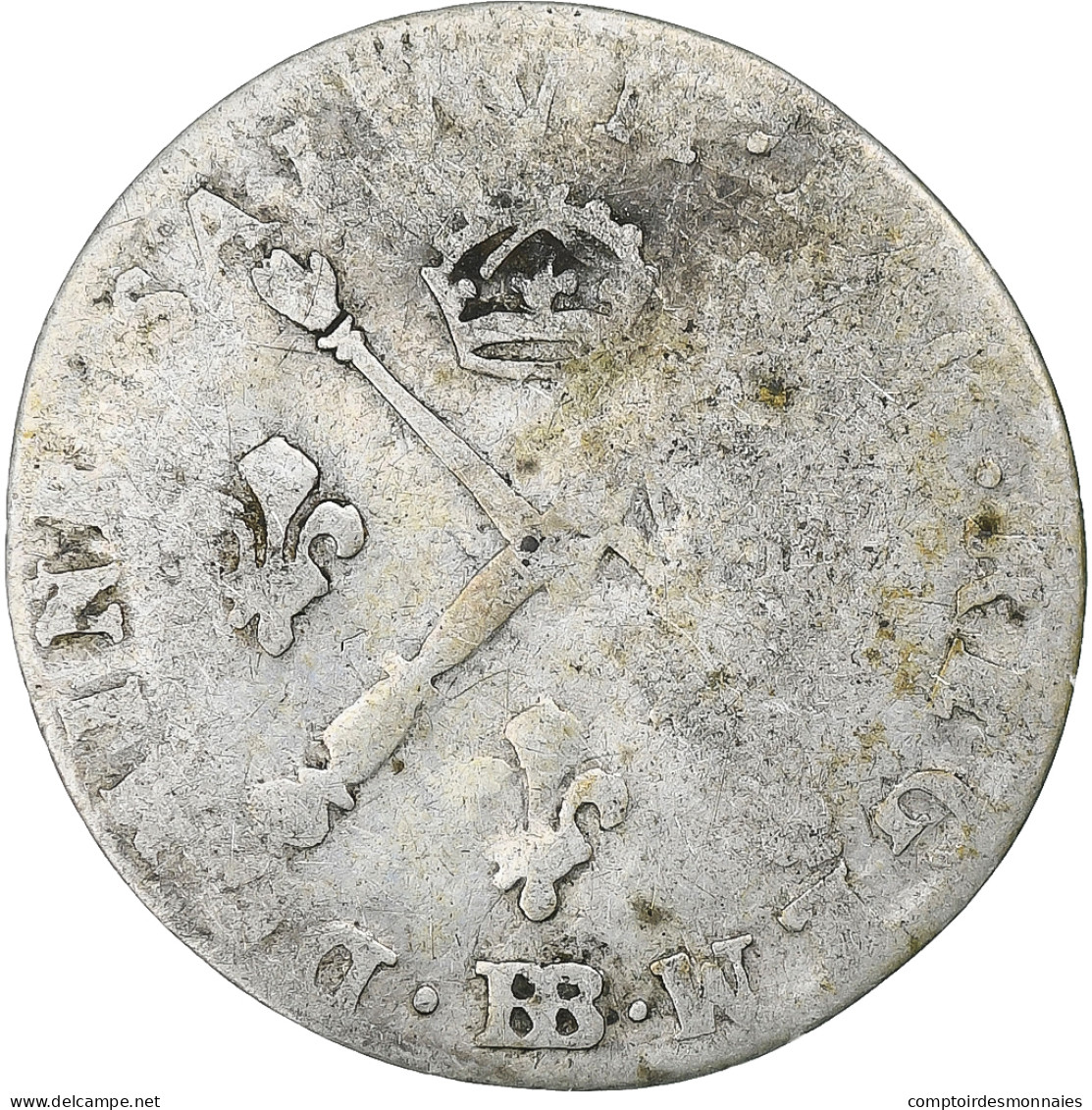 France, Louis XIV, 5 Sols Aux Insignes, 1702, Strasbourg, Argent, B+ - 1643-1715 Ludwig XIV.