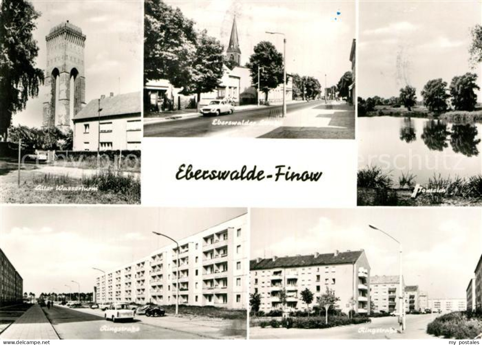 72967558 Finow Eberswalde Wasserturm Strassenpartie Ringstrasse Plattenbauten Wo - Eberswalde